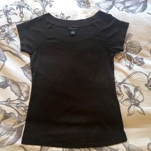 Simple Chocolate Brown Tee with Scoop Neck